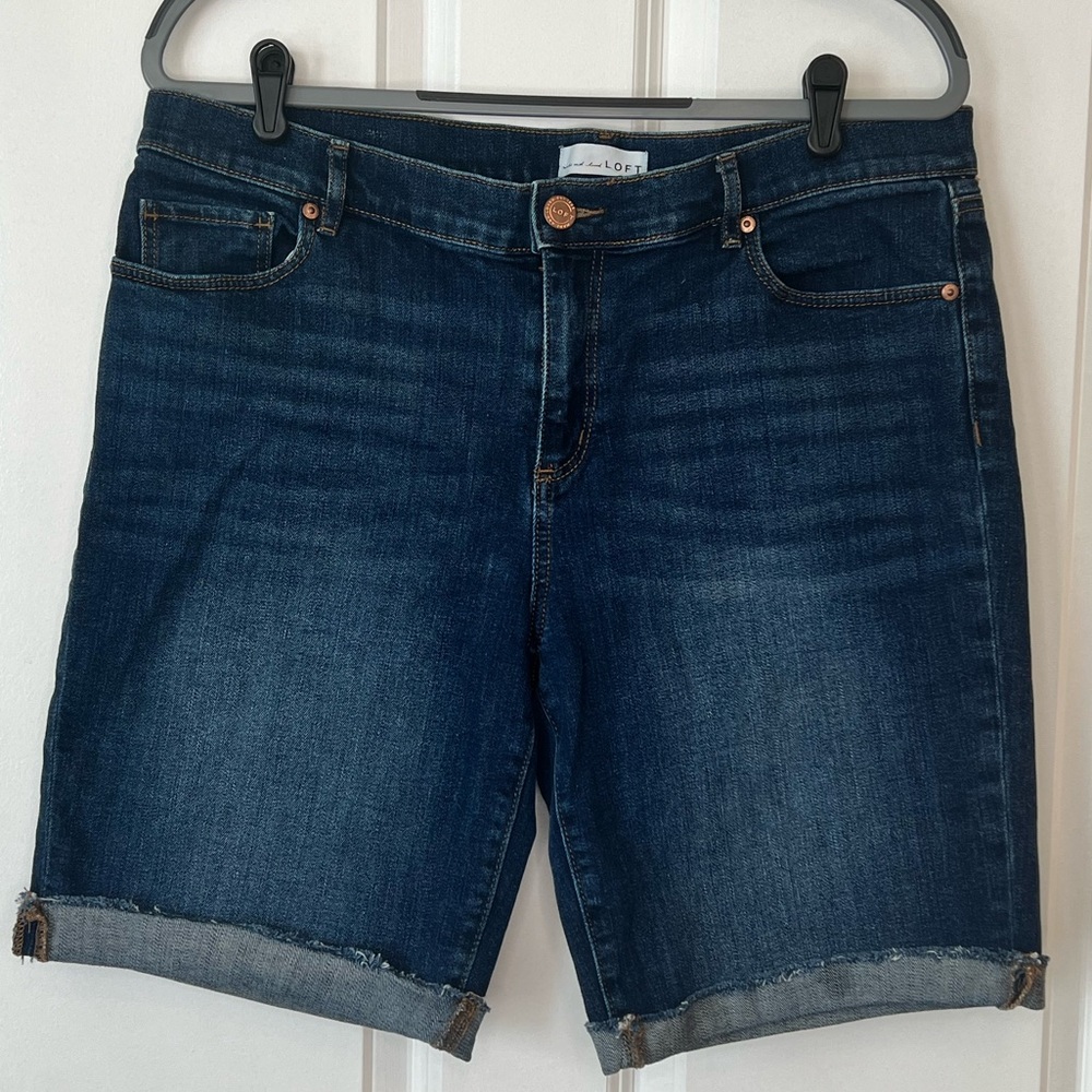 Loft denim Bermuda roll cuffed shorts size 14